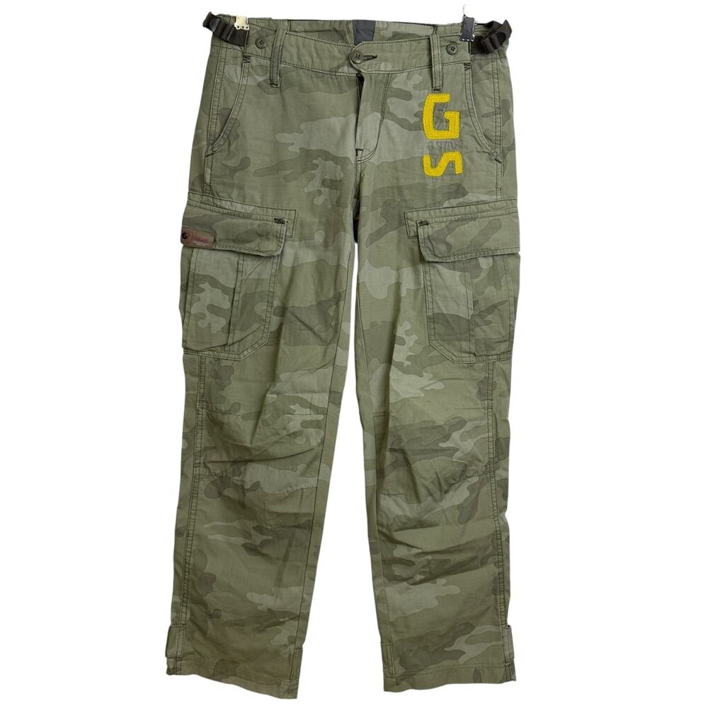 G Star Raw Danbury Field Cargo Pants Womens 26 Green Camo Utility Embroider Army